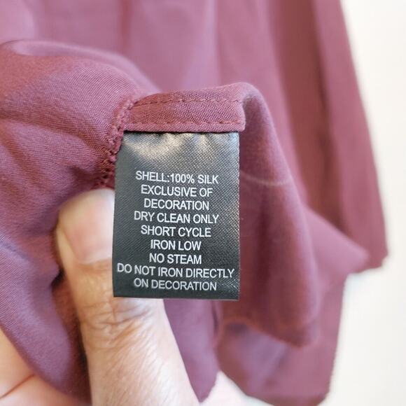 Peruvian Connection Maroon Sleeveless Silk Beads Y2K Romantic Fairycore Top Sz 8 - Picture 10 of 10